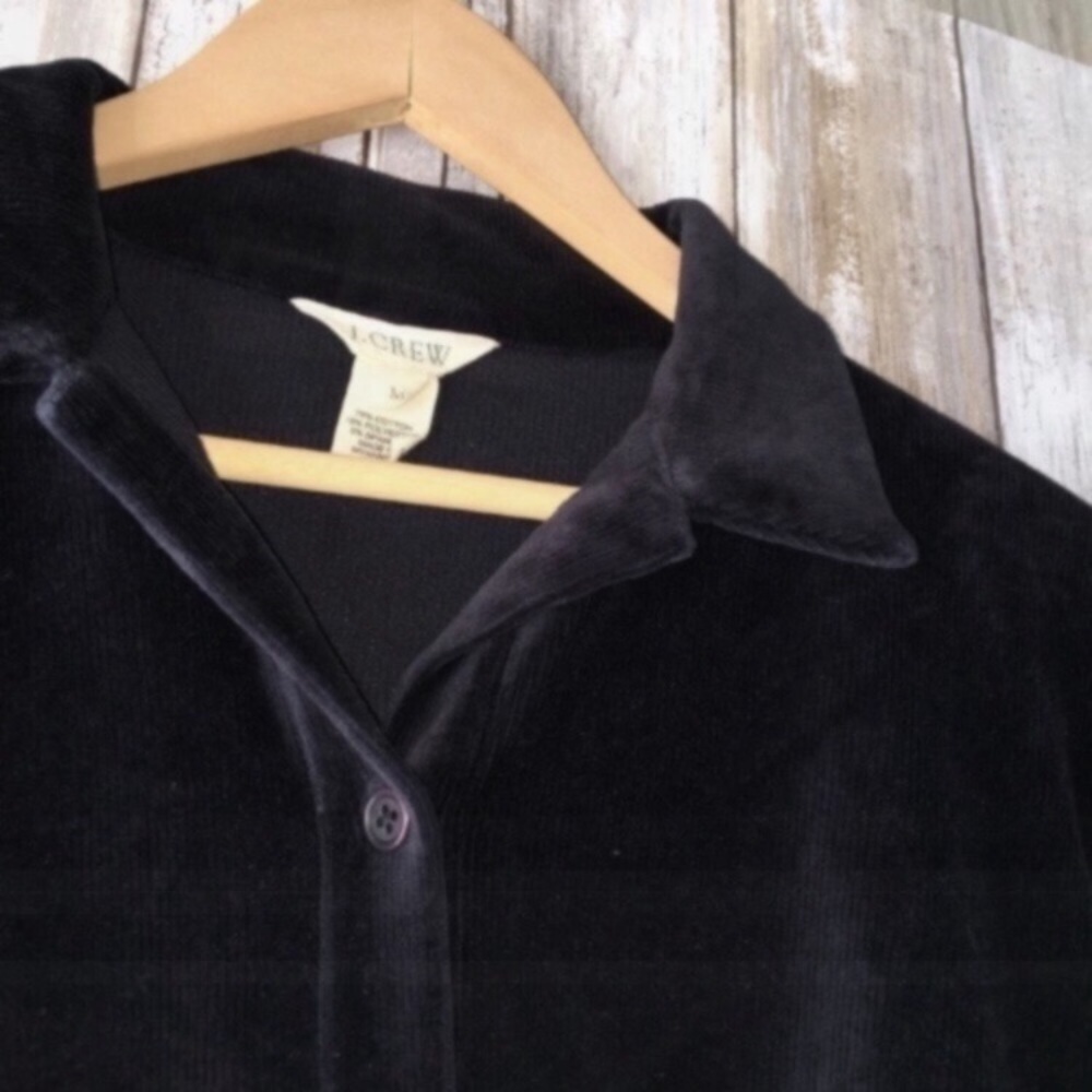 J.Crew Black Corduroy Button Down Shirt Boxy Fit Collared Casual Layering Piece - Picture 2 of 5